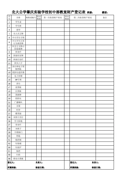 学校课室财产登记表 