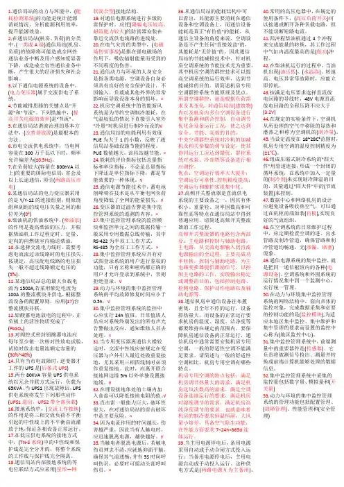 2019通信专业实务(设备环境)真题_答案_便携版