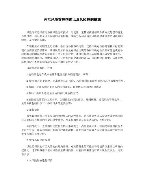 外汇风险管理措施以及风险控制措施