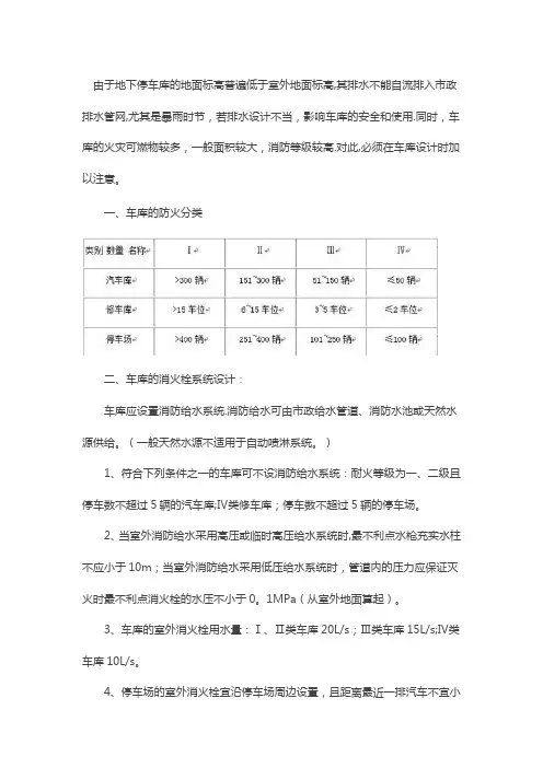 地下车库的消防栓、自动喷淋系统与给排水设计