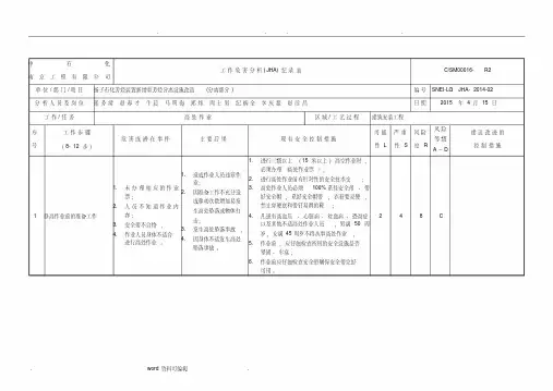 工作危害分析(JHA)分析表