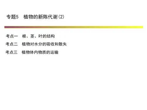 浙江省2018年中考科学系统复习精编课件：专题5 植物的新陈代谢(2) (共21张PPT)