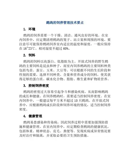 鹧鸪的饲养管理技术要点