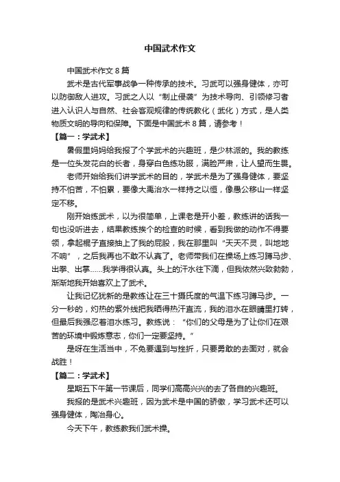 中国武术作文8篇