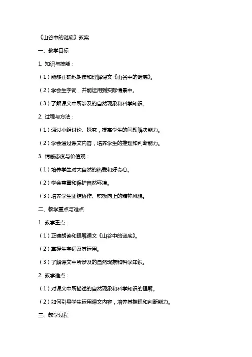 《山谷中的谜底》教案