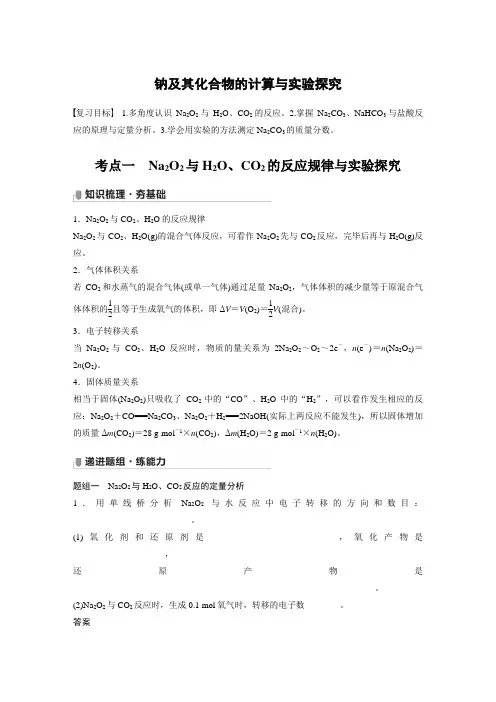 2022届高三化学一轮复习讲义：钠及其化合物的计算与实验探究