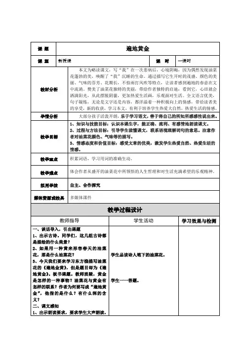《遍地黄金》教学设计