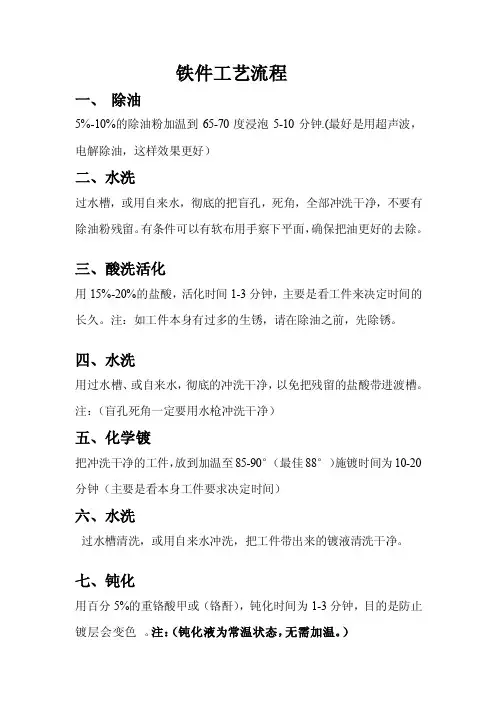 铁件化学镀镍工艺流程