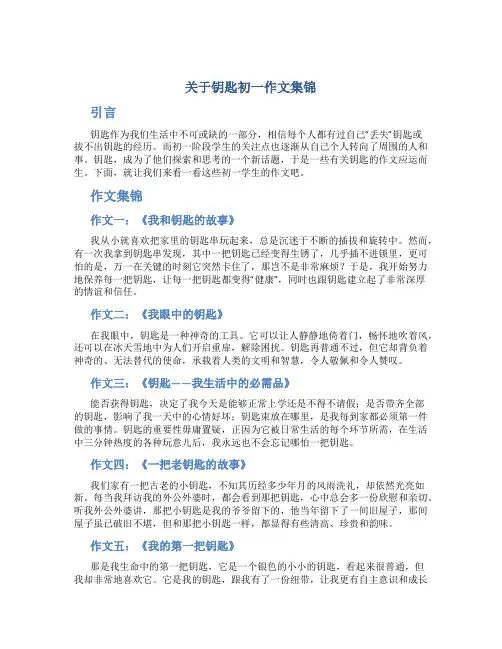 关于钥匙初一作文集锦