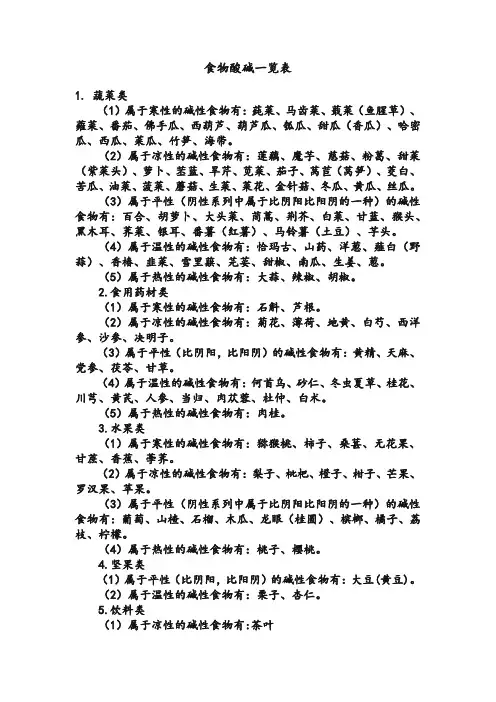 碱性食物一览表