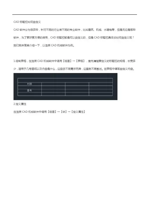 【CAD标题栏】CAD标题栏如何自定义