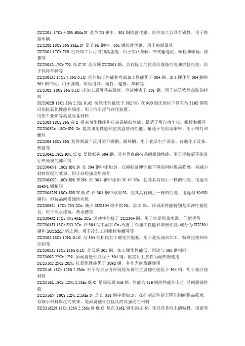 不锈钢日本牌号