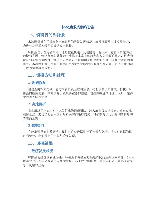 怀化麻阳调研报告