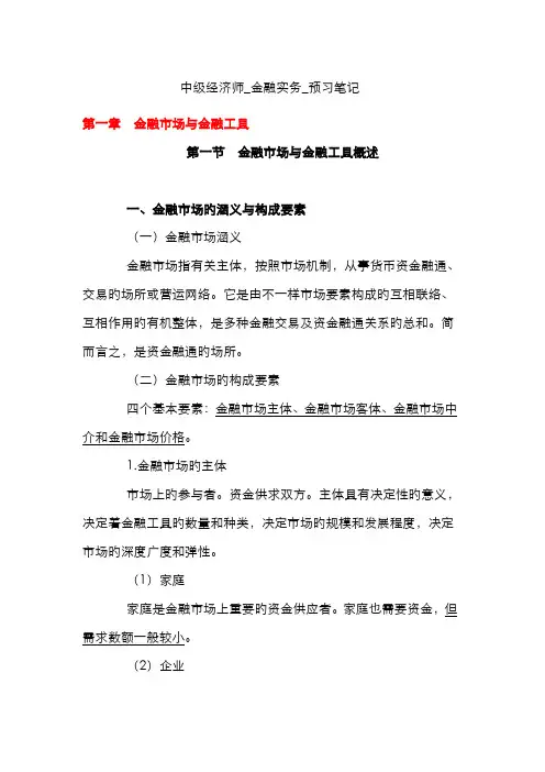 2022年中级经济师金融实务预习笔记