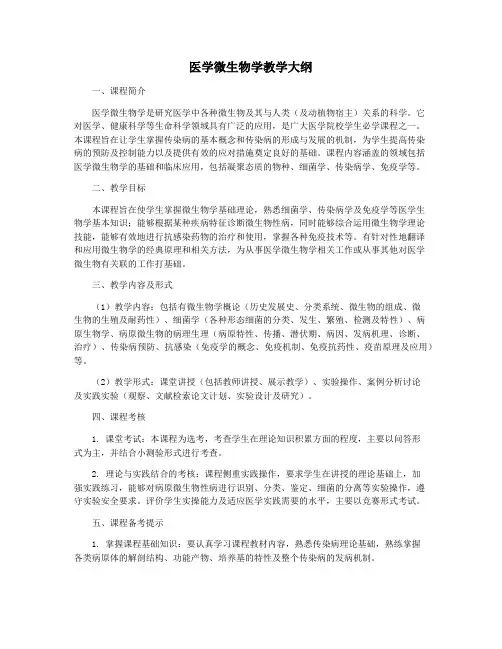 医学微生物学教学大纲