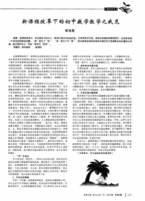 新课程改革下的初中数学教学之我见