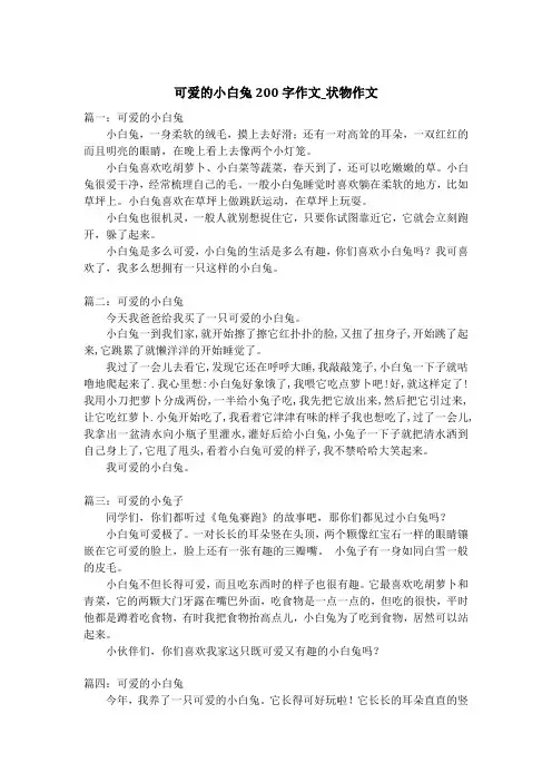 可爱的小白兔200字作文_状物作文