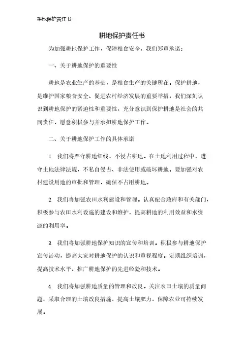 耕地保护责任书