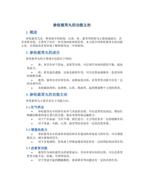 参桂鹿茸丸的功能主治