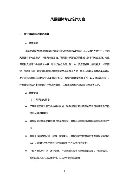 风景园林专业培养方案