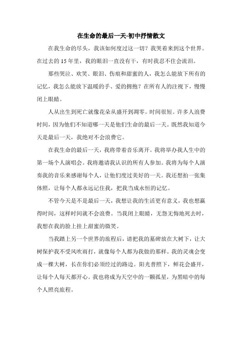 在生命的最后一天-初中抒情散文.doc