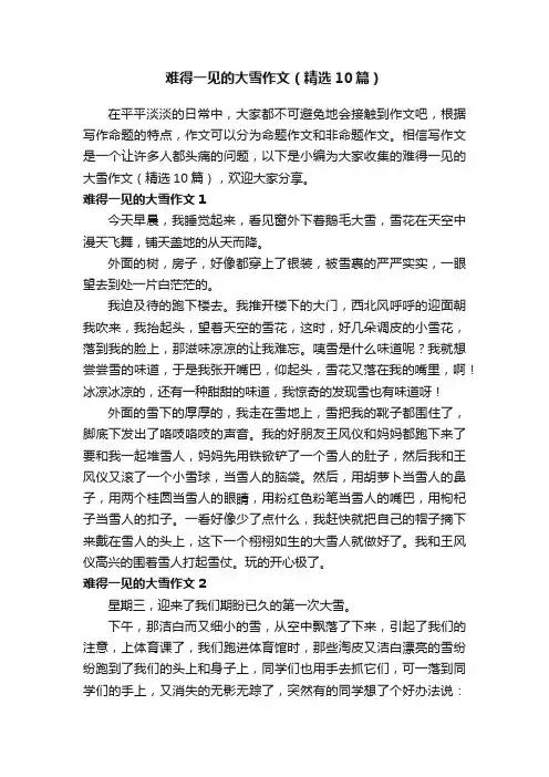 难得一见的大雪作文（精选10篇）