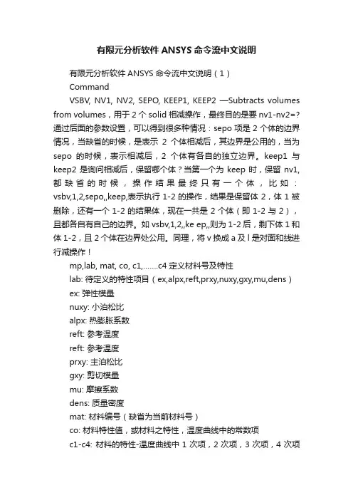 有限元分析软件ANSYS命令流中文说明