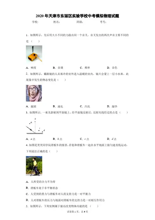 2020年天津市东丽区实验学校中考模拟物理试题