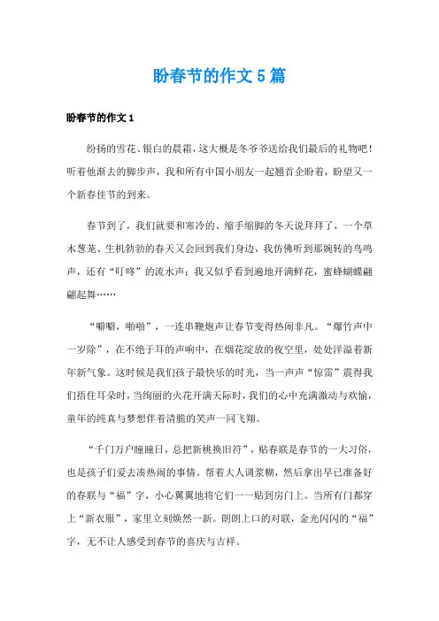盼春节的作文5篇
