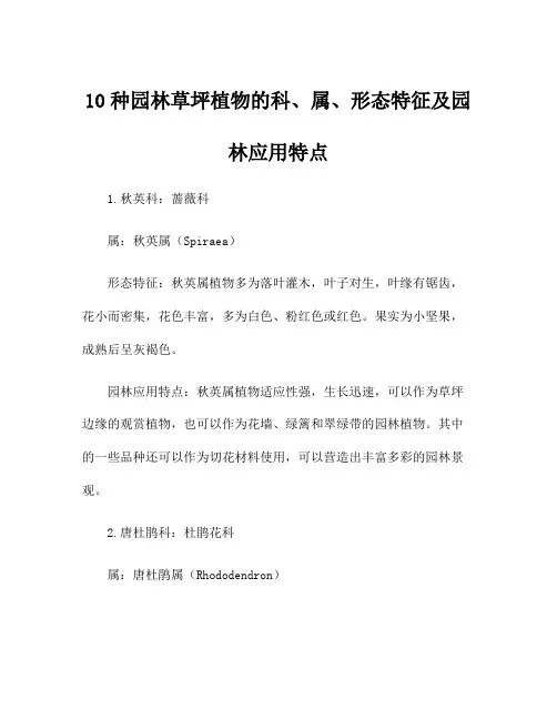 10种园林草坪植物的科、属、形态特征及园林应用特点
