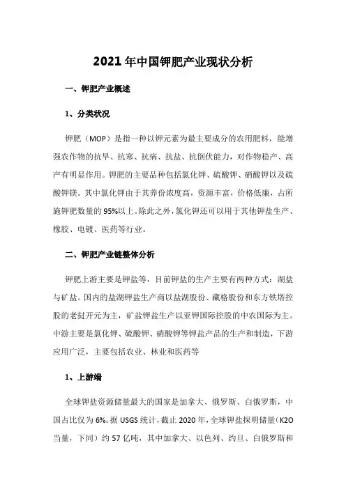 2021年中国钾肥产业现状分析