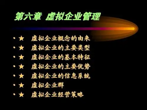 电子商务服务管理 第六章 虚拟企业管理