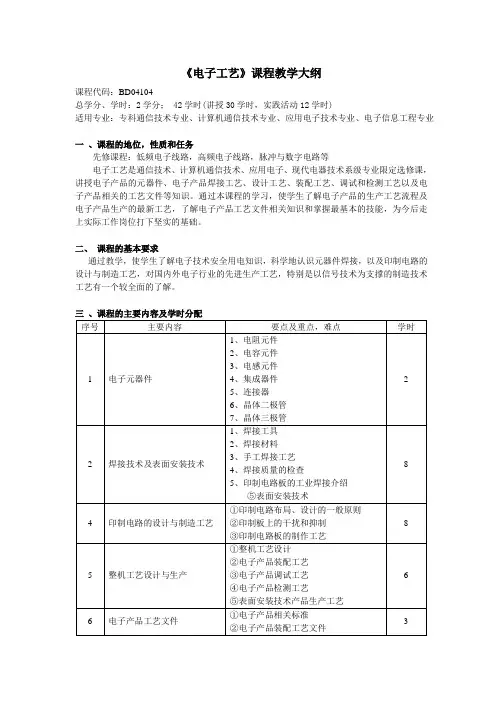 电子工艺大纲