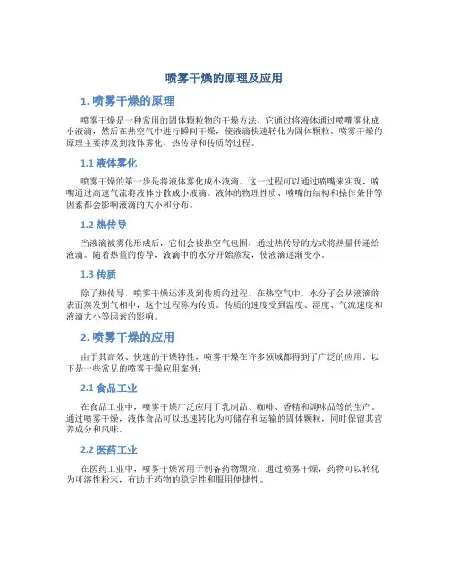 喷雾干燥的原理及应用