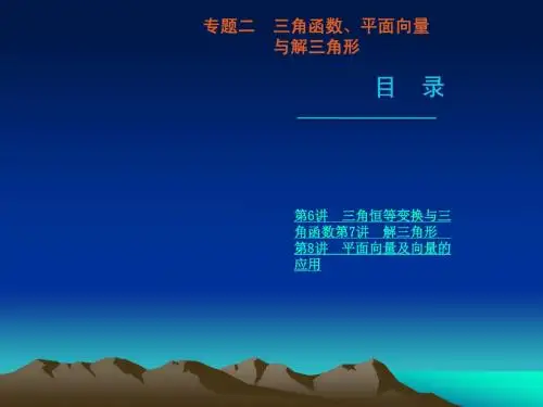 第八讲 平面向量及向量的应用