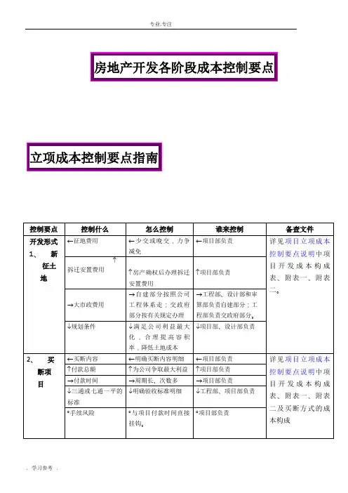 万科成本控制要点说明