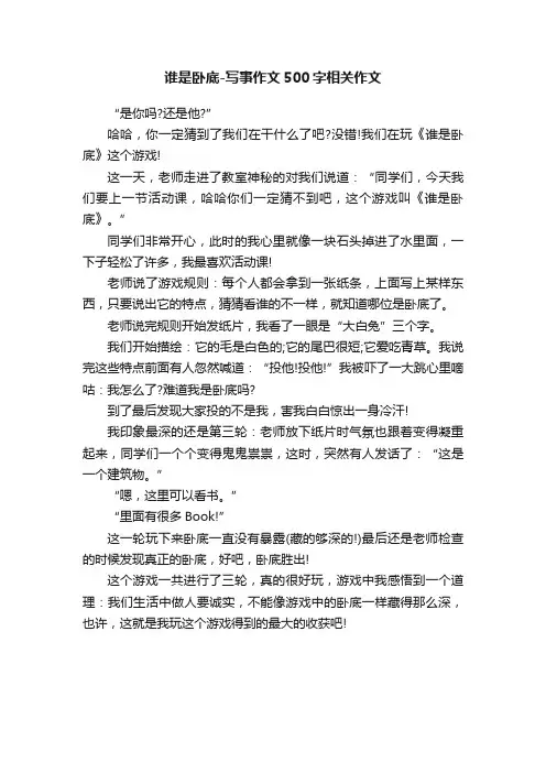 谁是卧底-写事作文500字相关作文