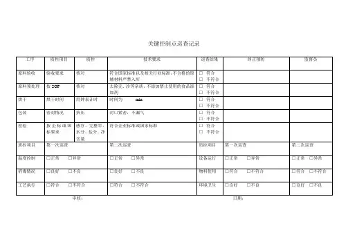 食品关键控制点巡查记录