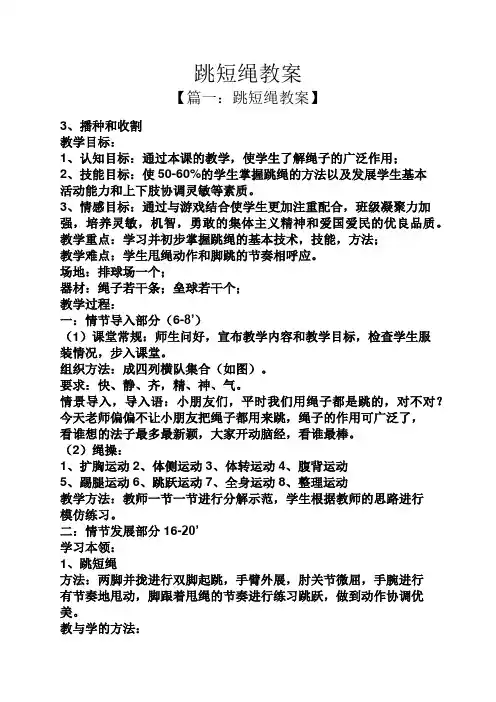 跳短绳教案