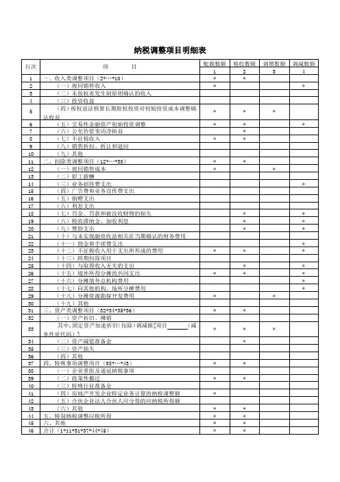 纳税调整项目明细表