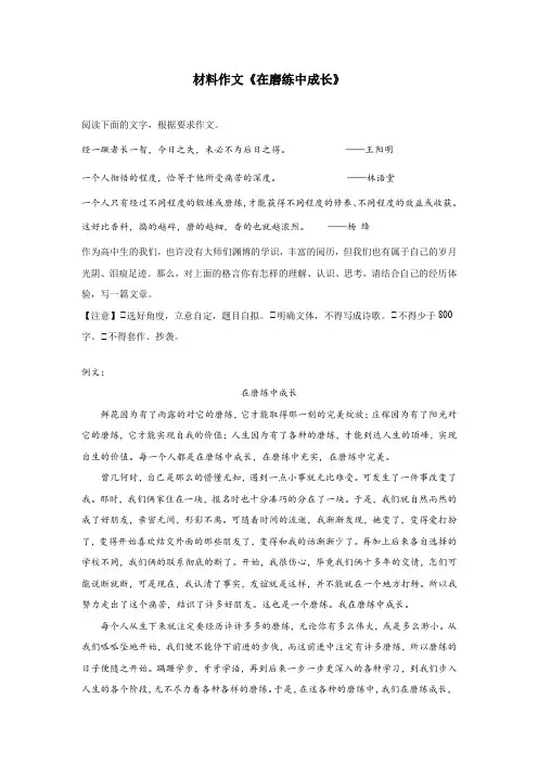 材料作文《在磨练中成长》
