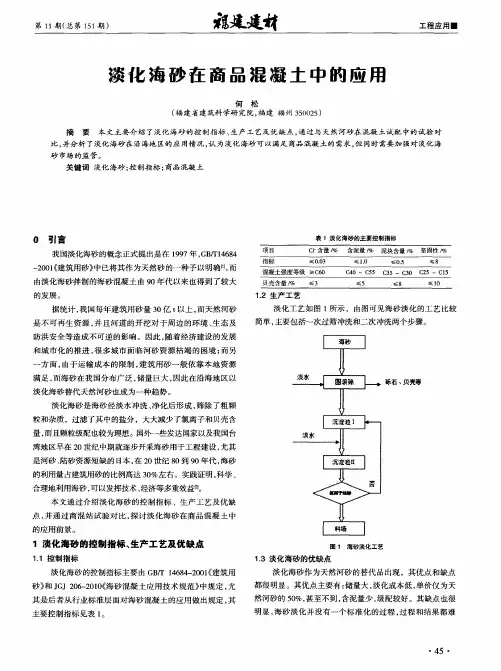 淡化海砂在商晶混凝土中的应用