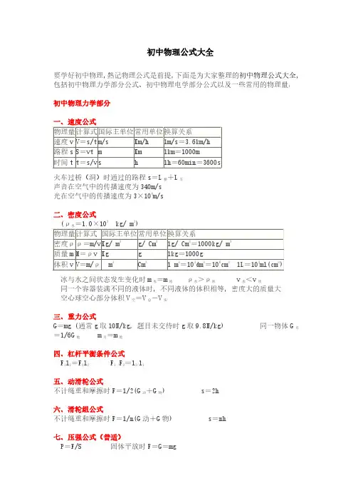 初中物理公式大全 3
