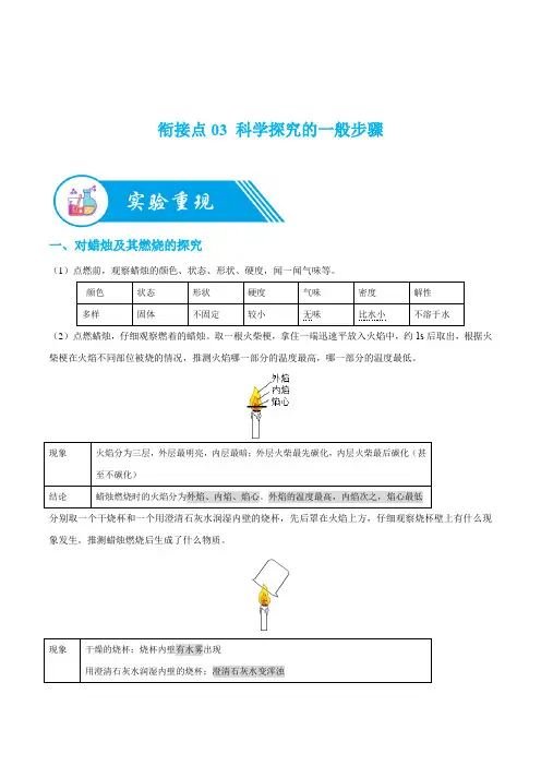 讲义03科学探究的一般步骤初三化学预科班讲义(原卷版)