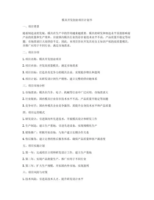 模具开发创业项目计划书
