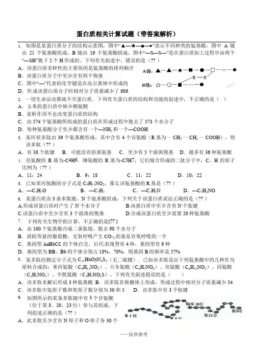 蛋白质相关计算试题(带解析)