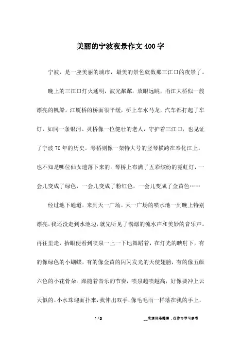 美丽的宁波夜景作文400字