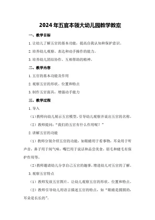 2024年五官本领大幼儿园教学教案