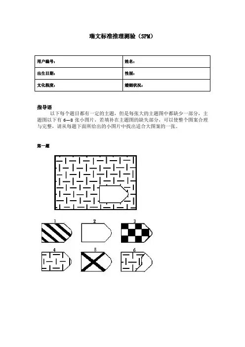 瑞文标准推理测验(SPM)