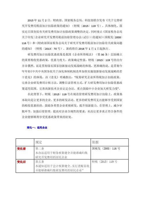 最新研发费用加计扣除政策(财税〔2015〕119号)8大变化